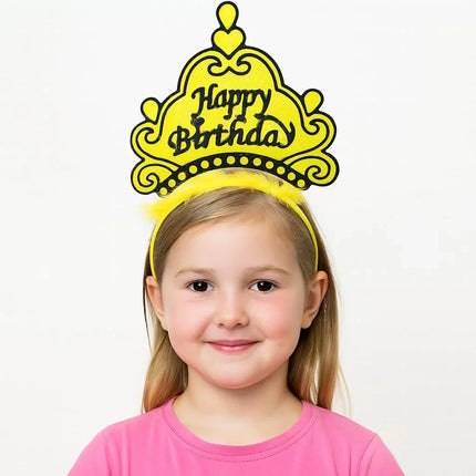 Sarı Happy Birthday Doğum Günü Prenses Tacı