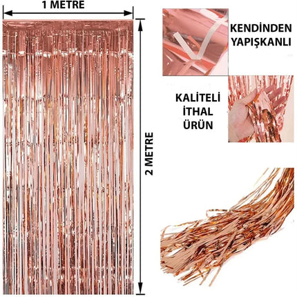Rose Gold Püsküllü Kapı Perdesi