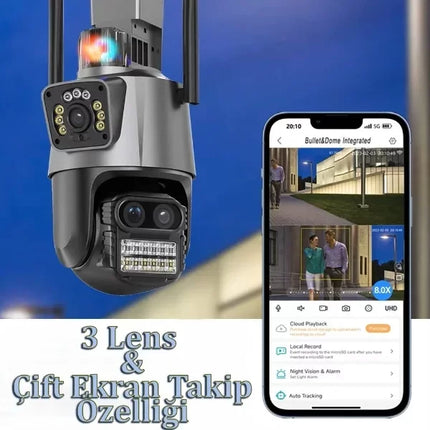 3 Lens Wi-Fi Güvenlik Kamerası