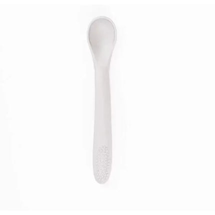 Gri 3’lü Silikon Yemek Seti – Önlük + Diş Kaşıyıcılı Kaşık + Vakumlu Tabak