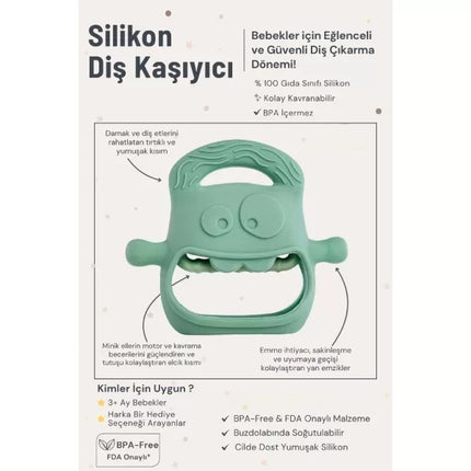 Koyu Yeşil Bebek Silikon Diş Kaşıyıcı