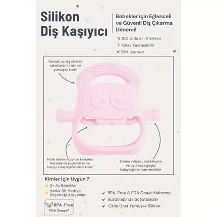 Pembe Bebek Silikon Diş Kaşıyıcı