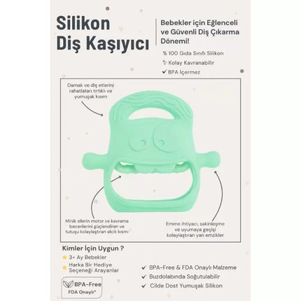 Açık Yeşil Bebek Silikon Diş Kaşıyıcı