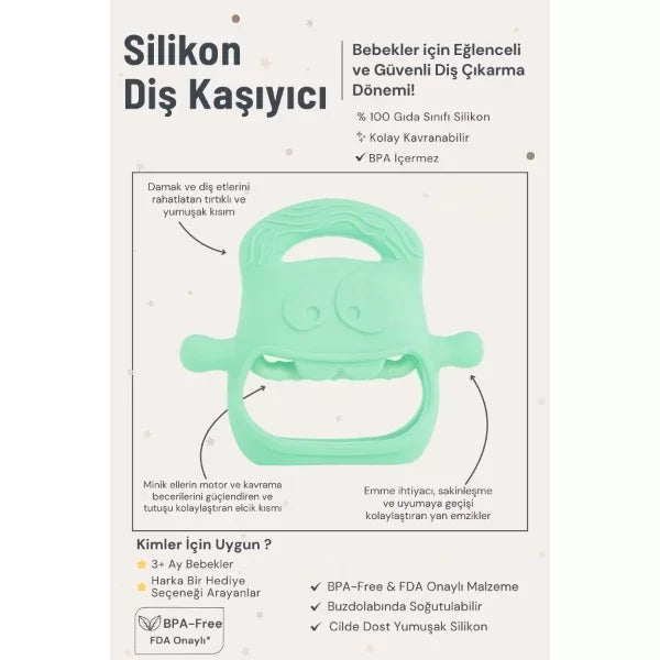 Açık Yeşil Bebek Silikon Diş Kaşıyıcı