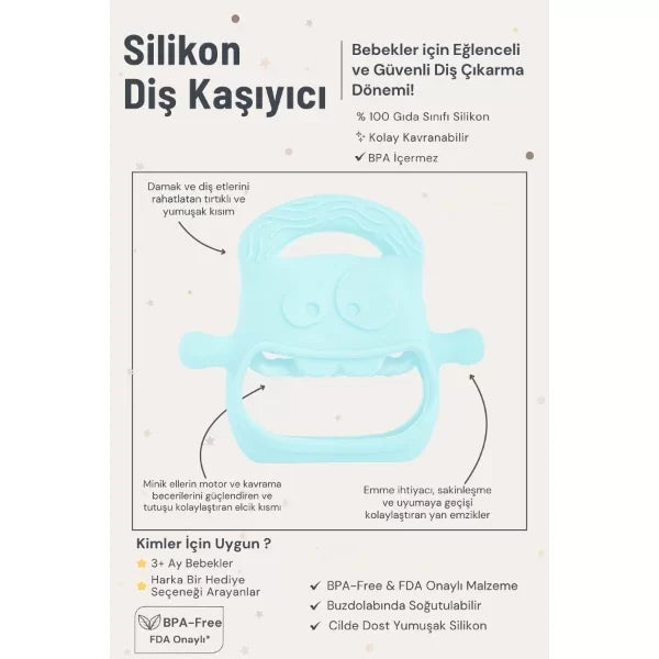 Mavi Bebek Silikon Diş Kaşıyıcı