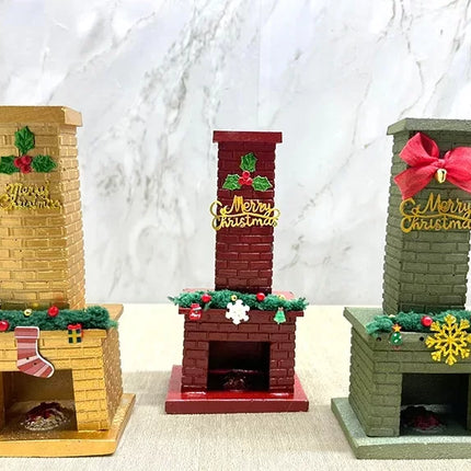 Noel Temalı Polyester Şömine Tütsülük