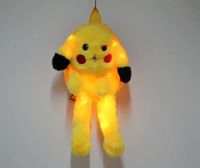 Peluş Işıklı Oynar Kulaklı Pikachu Sırt Çantası