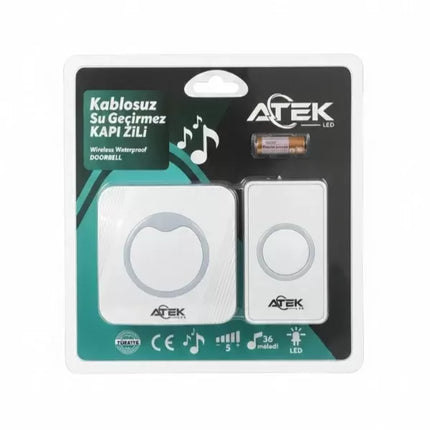 Beyaz Kablosuz Su Geçirmez Kapı Zili