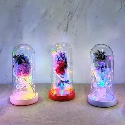 Işıklı Müzikli Romantik Gül Buketi