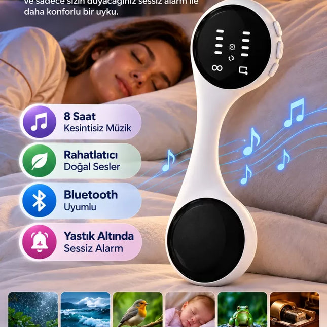 Bluetooth Uyumlu Yastık Altı Uyku Hoparlörü Sessiz Alarm Doğal Sesler 8 Saat Müzik Dinleme