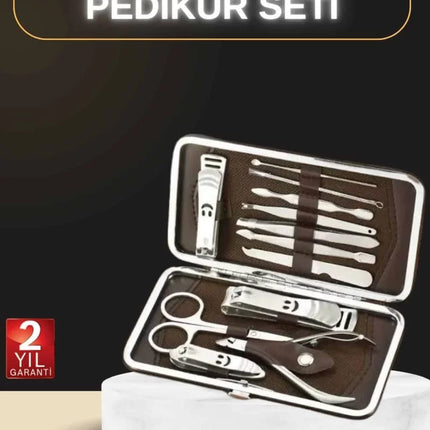 12 Parça Manikür Pedikür Seti Özel Deri Çanta El Ayak Bakımı Akne ve Sivilce Temizleme