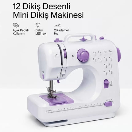 12 Farklı Dikiş Desenli Mini Dikiş Makinesi