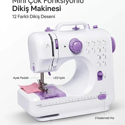 12 Farklı Dikiş Desenli Mini Dikiş Makinesi