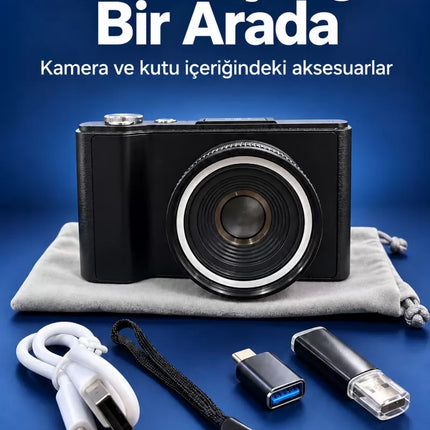 İçerik Üretimi İçin 4K Video Kamera Otomatik Odaklama ve Katlanabilir Ekran