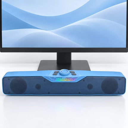 USB Bellek ve TF Kart Destekli Şarj Edilebilir Bluetooth Masaüstü Hoparlör Mavi