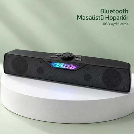 Kablosuz Müzik Dinleme Bluetooth Hoparlör RGB Aydınlatmalı Siyah