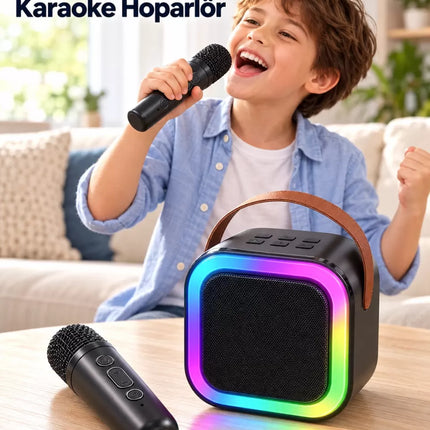 Evde Karaoke İçin Çift Mikrofonlu Şarj Edilebilir Kablosuz Hoparlör