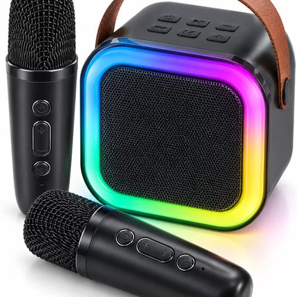 Bluetooth Bağlantılı LED Işıklı Karaoke Ses Sistemi ve İki Kablosuz Mikrofon