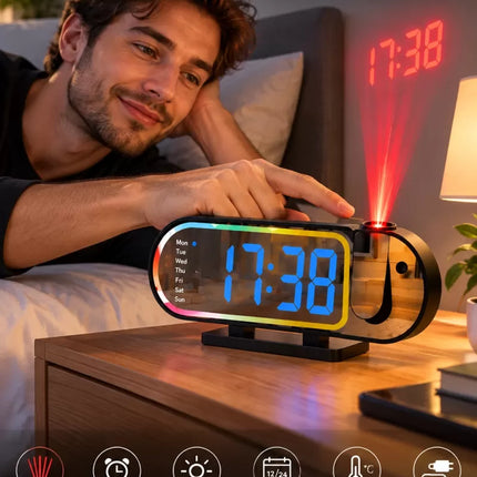 Modern LED Masa Saati Dijital Ekranlı Alarm Parlaklık Ayarlı 12 24 Saat Sıcaklık Göstergeli