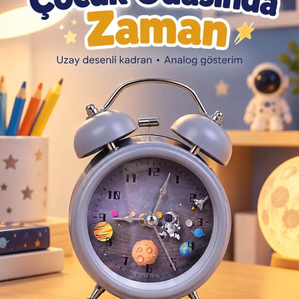 Dekoratif Alarmlı Masa Saati Desenli Analog Kadran