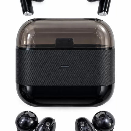 4 Kulaklıklı Kablosuz Bluetooth Kulaklık Klipsli ve Kulak İçi Kullanım 2’si 1 Arada Hi Fi Yüksek Ses Kalitesi Dokunmatik Kontrol Şarj Kutusu Siyah