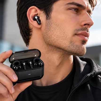 Kablosuz Bluetooth Kulaklık 4 Kulaklıklı 2’si 1 Arada Siyah
