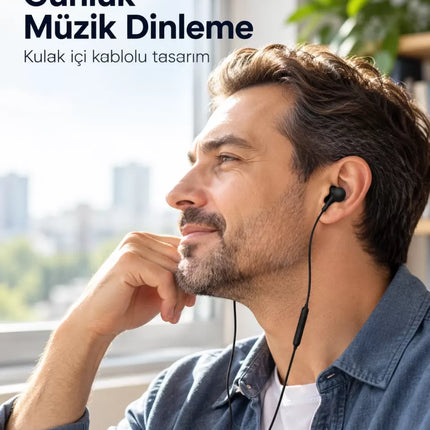 Müzik ve Görüşme İçin Mikrofonlu Siyah Kulaklık