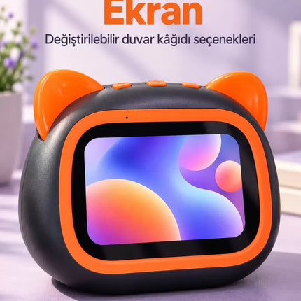 Ekranlı Masaüstü Hoparlör Turuncu Çerçeveli Yuvarlatılmış Gövde