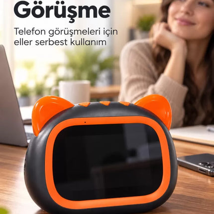Ekranlı Masaüstü Hoparlör Turuncu Çerçeveli Yuvarlatılmış Gövde