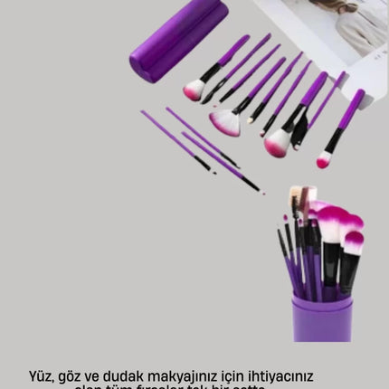 Kusursuz Makyaj İçin 12 Parça Profesyonel Fırça Seti Taşınabilir Kutu Hediyeli