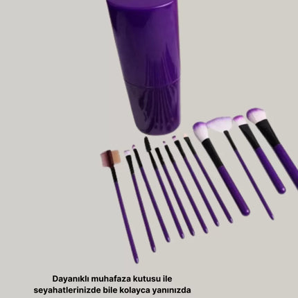 12’li Makyaj Fırça Seti Fondöten Allık Far Karıştırma İçin Tam Uyumlu