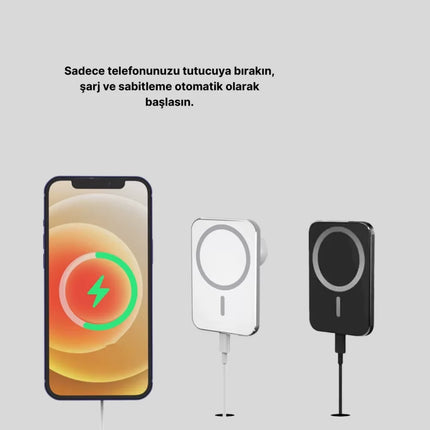 360° Döner Başlıklı MagSafe Araç Telefon Tutucu 15W Güvenli Kablosuz Şarj