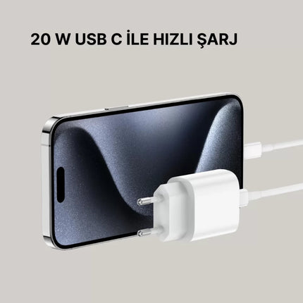 Yeni Nesil 20W USB-C Hızlı Şarj Cihazı iOS Tam Uyumlu