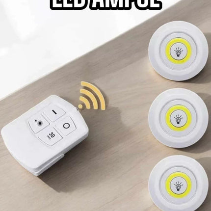 Led Lamba 3'lü Uzaktan Kumandalı Yapışkanlı Beyaz Işık