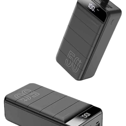 Taşınabilir Powerbank 50.000 mAh 4 Girişli Hızlı Şarj Led Göstergeli Fenerli Şarj