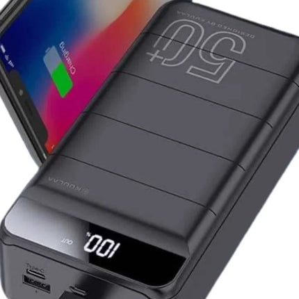 Taşınabilir Powerbank 50.000 mAh 4 Girişli Hızlı Şarj Led Göstergeli Fenerli Şarj