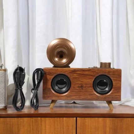 Bluetooth Hoparlör Ahşap Klasik Retro Gramofon Bluetooth Müzik Kutusu