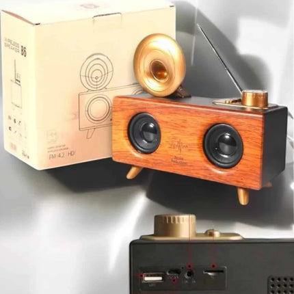 Bluetooth Hoparlör Ahşap Klasik Retro Gramofon Bluetooth Müzik Kutusu
