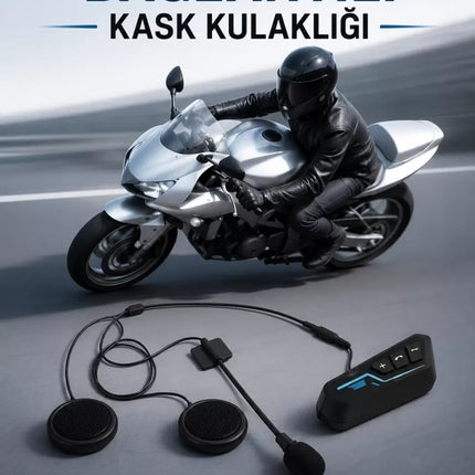 Kask Kulaklığı Motosiklet Intercom Interkom Dinleme Konuşma Özellikli Su Geçirmez