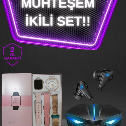 Kadınlar İçin Dokunmatik Ekran Akıllı Saat ve Gamer Kablosuz Bluetooth Kulaklık ANC Özelliği