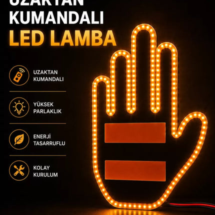 Led Işık El İşareti Araç Camı İçin Uzaktan Kumandalı