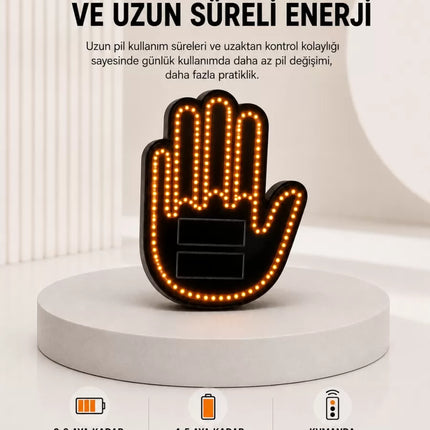 Pilli Led Işık Araç Camı İçin Uzaktan Kumandalı El Simgesi