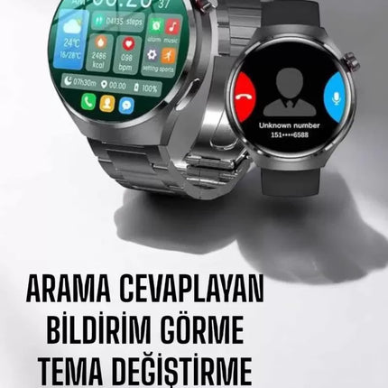 Akıllı Saat Metal Kordonlu GPS ve NFC Uyumlu Arama Cevaplayan