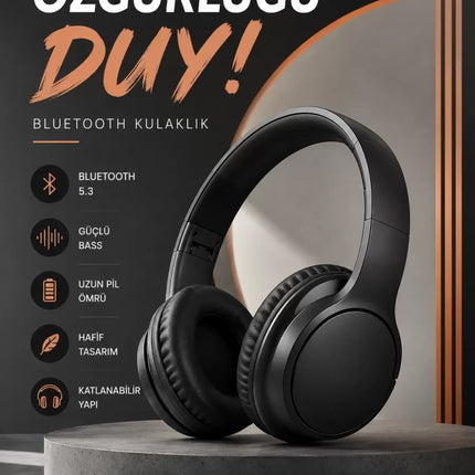 Kulak Üstü Bluetooth Kulaklık Ayarlanabiilir Uzun Pil Ömrü Kablosuz 5.0 Bluetooth