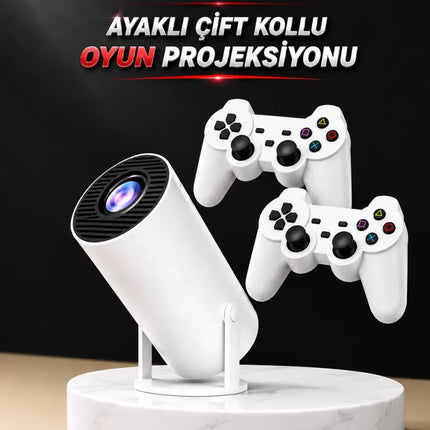 Projeksiyon Cihazı Video Oyun Konsolu Projektör Taşınabilir Ayaklı Çift Kollu 4K Çözünürlüklü