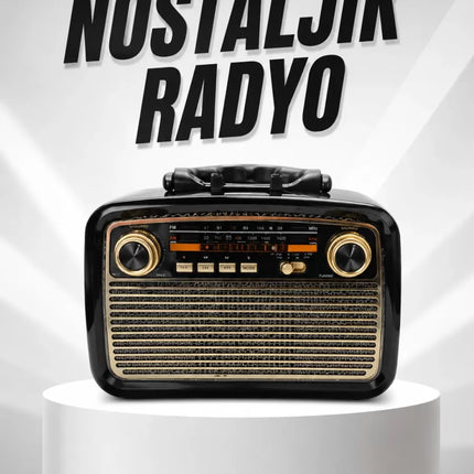 Müzik Kutusu Bluetooth Bağlantılı El Fenerli Nostaljik Tasarım Radyo