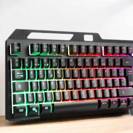 Led Işıklı Oyuncu Klavye Usb Girişli RGB Işıklı Q Klavye Mouse Hediyeli