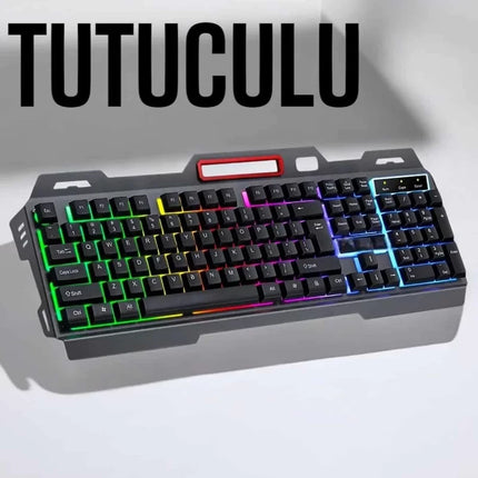 Led Işıklı Oyuncu Klavye Usb Girişli RGB Işıklı Q Klavye Mouse Hediyeli