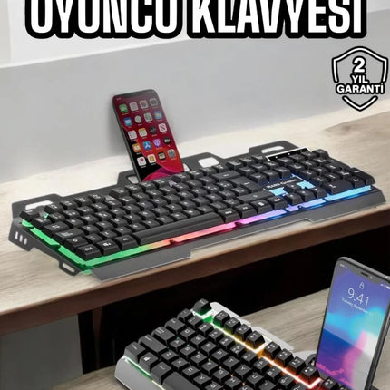 Oyuncu Klavyesi Q Klavye RGB Işıklı Mouse Hediyeli