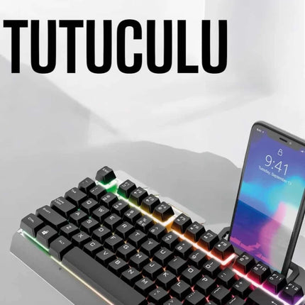Oyuncu Klavyesi Q Klavye RGB Işıklı Mouse Hediyeli